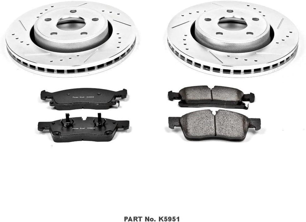K5951 Front Z23 Carbon Fiber Brake Pads with Drilled & Slotted Brake Rotors Kit
