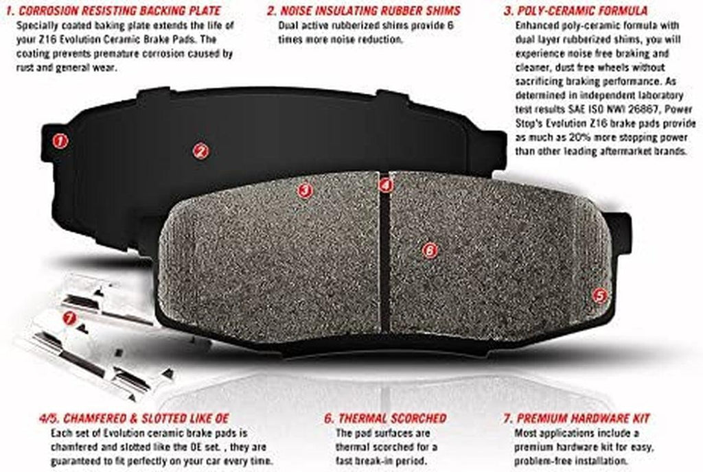 17-1302, Z17 Rear Ceramic Brake Pads with Hardware