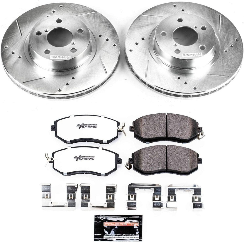K6111-26 Front Z26 Carbon Fiber Brake Pads with Drilled & Slotted Brake Rotors Kit