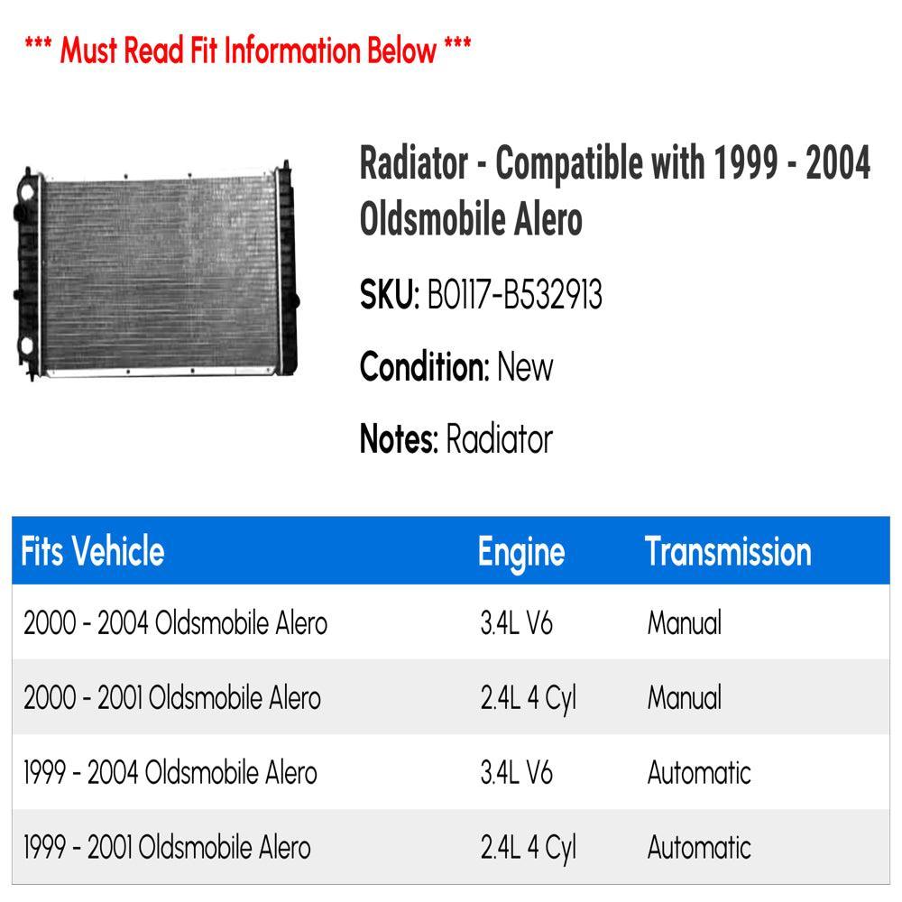 Radiator - Compatible with 1999 - 2004 Oldsmobile Alero 2000 2001 2002 2003
