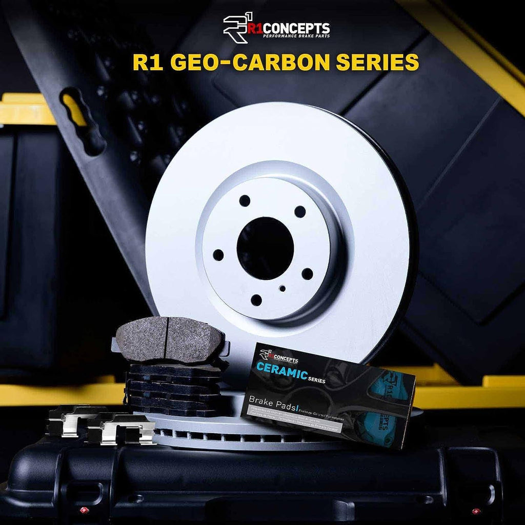 R1 Concepts Front Brakes and Rotors Kit |Front Brake Pads| Brake Rotors and Pads| Ceramic Brake Pads and Rotors |Hardware Kit|Fits 2008-2019 Pontiac Vibe; Scion Xd; Toyota Corolla, Matrix