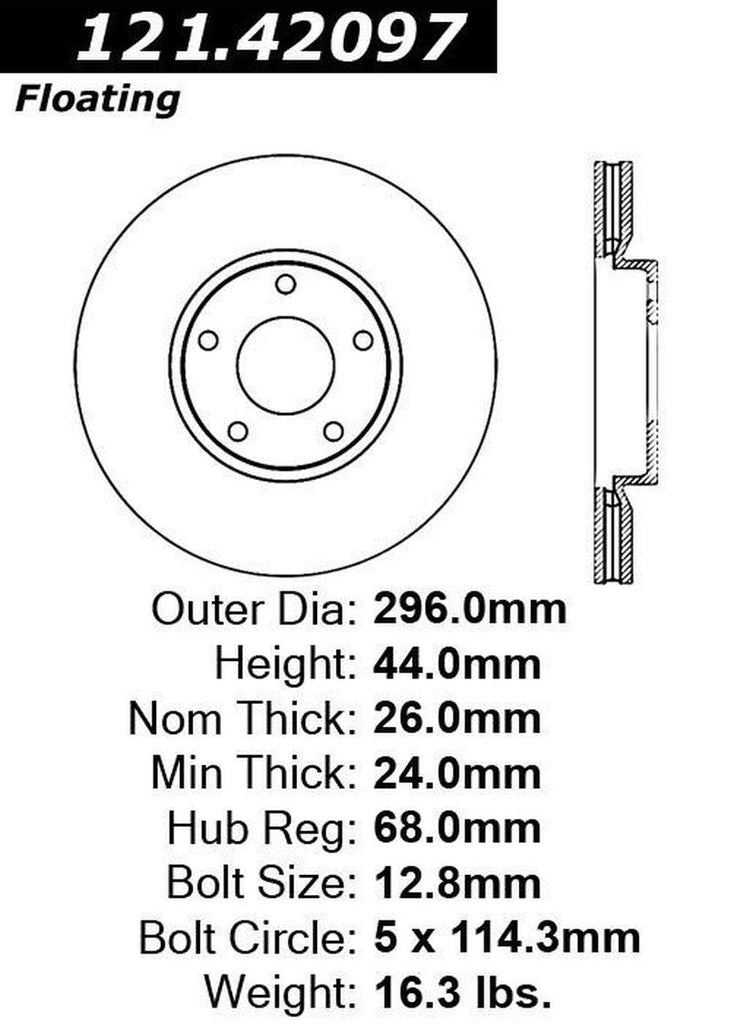 Centric Front Disc Brake Rotor for Nissan (121.42097)