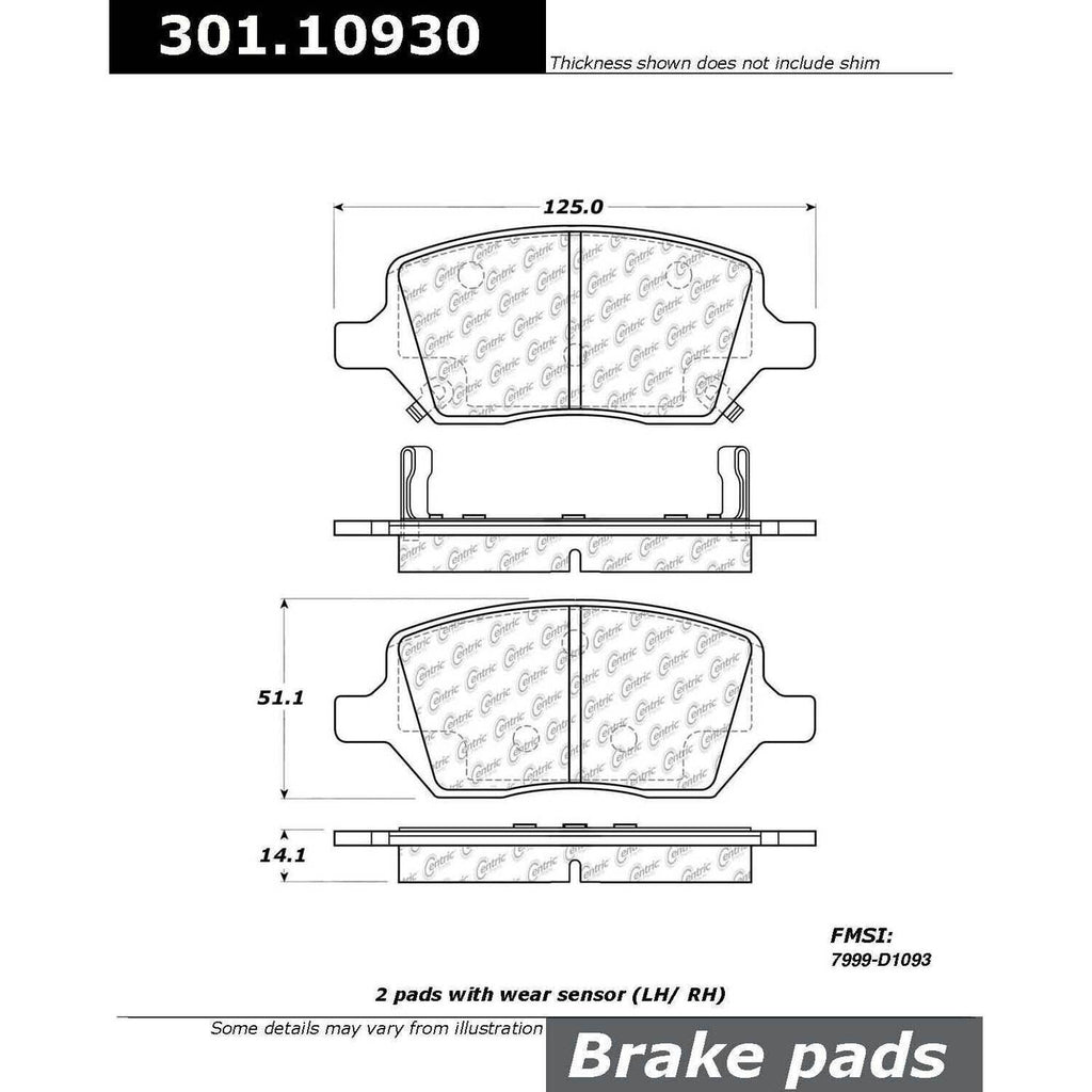 Centric Rear Disc Brake Pad for Uplander, Montana, Terraza, Relay (301.10930)