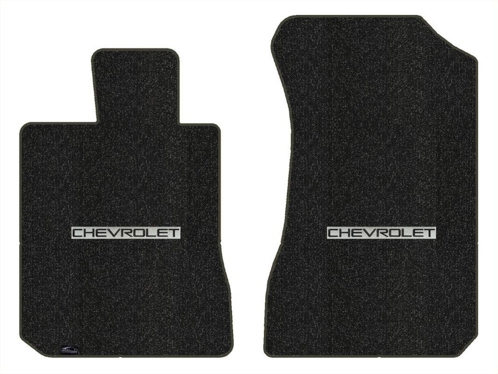 Lloyd Berber Front Carpet Mats for '73-77 Chevy Laguna W/Chevy Black on Silver