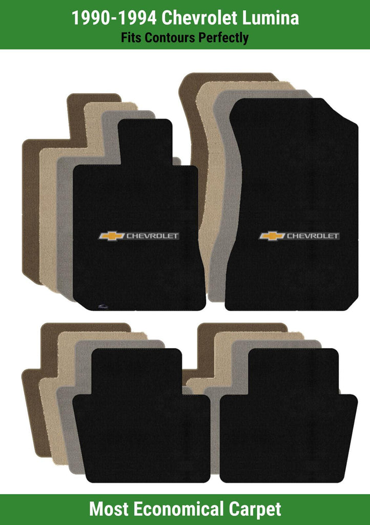 Lloyd Velourtex Front & Rear Mats for '90-94 Chevy Lumina W/Chevy Bowtie & Word