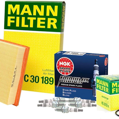Mann Engine Oil and Air Filters with NGK 5 Iridium IX Spark Plugs Kit for Volvo S60 S80 V70 XC70 2.3 2.4 2.5 L5 DOHC
