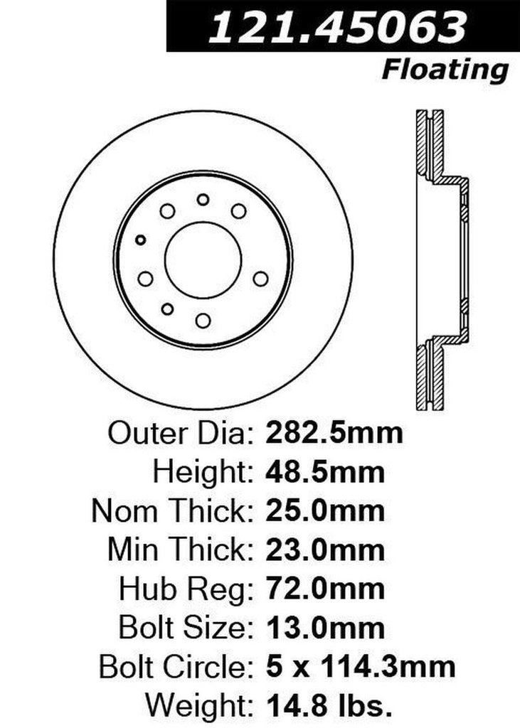 Centric Front Disc Brake Rotor for 03-05 6 (121.45063)