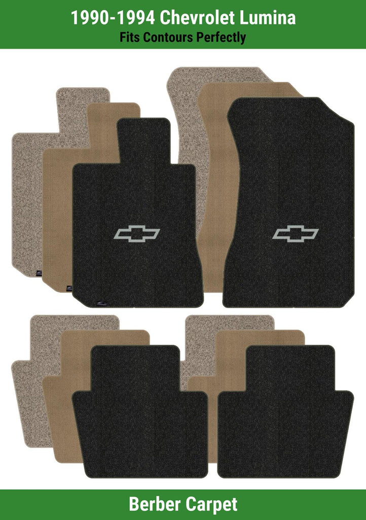 Lloyd Berber Front & Rear Mats for '90-94 Lumina W/Silver Outline Chevy Bowtie