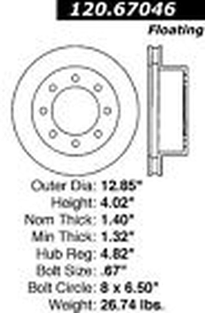 Centric Front Disc Brake Rotor for Dodge (120.67046)