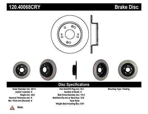 Centric 120.40068 Premium Brake Rotor, Medium
