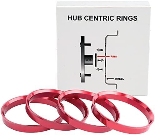 VLAOSCHI Red Alloy Aluminum Hub Centric Rings 63.4 to 73.1 - Performance Wheel Hubcentric Rings for 63.4mm Vehicle Hub with 73.1mm Center Bore Rims - Pack of 4