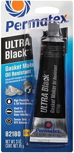 Permatex 82180 Ultra Black Maximum Oil Resistance RTV Silicone Gasket Maker, Sensor Safe And Non-Corrosive, For High Flex And Oil Resistant Applications 3 oz