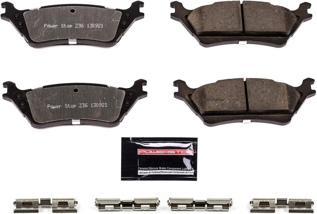 Power Stop Rear Z36-1602 Carbon-Fiber Ceramic Brake Pads Truck and Tow Z36