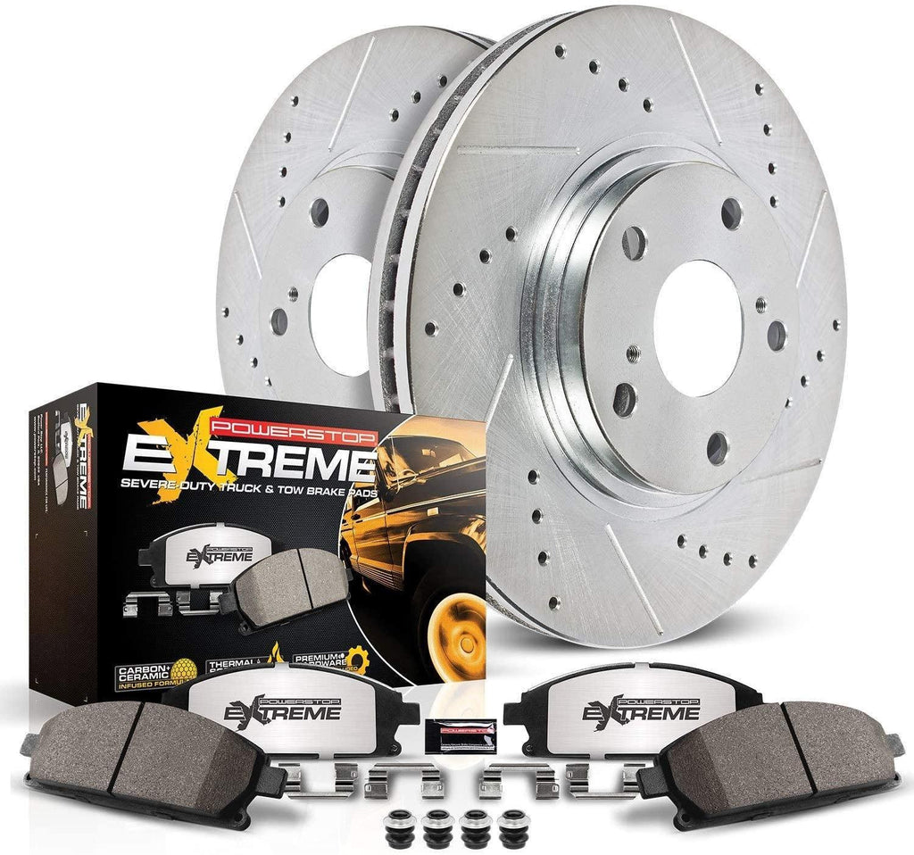 K7310-36 Rear Z36 Truck & Tow Brake Kit, Carbon Fiber Ceramic Brake Pads and Drilled/Slotted Brake Rotors
