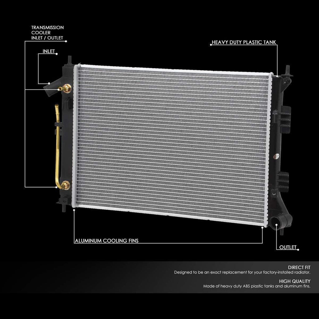 OEM-RA-13333 DPI 13333 Factory Style Aluminum Cooling Radiator Compatible with 11-13 Elantra / 2014 Forte Forte5 / 12-13 Soul 1.8L / 2.0L AT