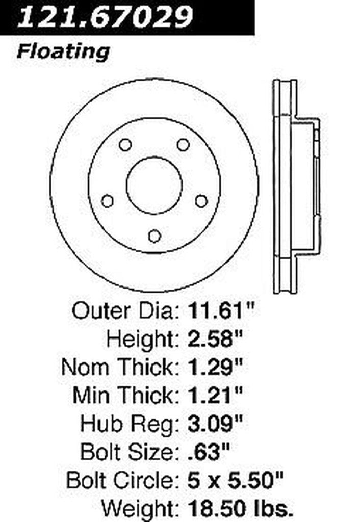 Centric Front Disc Brake Rotor for Ram 1500, Voyager (121.67029)