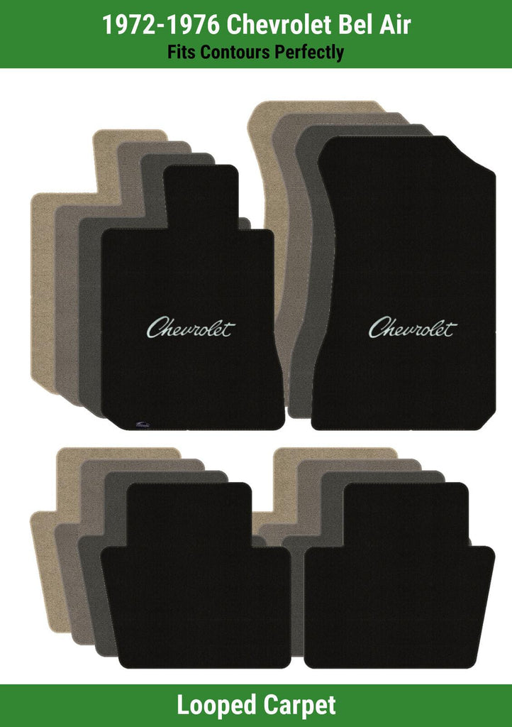 Lloyd Loop Front & Rear Mats for '72-76 Bel Air W/Red Chevy Letters