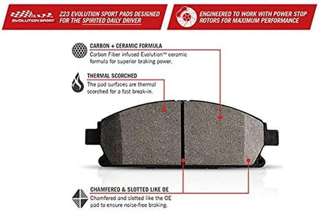 K2963 Front Z23 Carbon Fiber Brake Pads with Drilled & Slotted Brake Rotors Kit