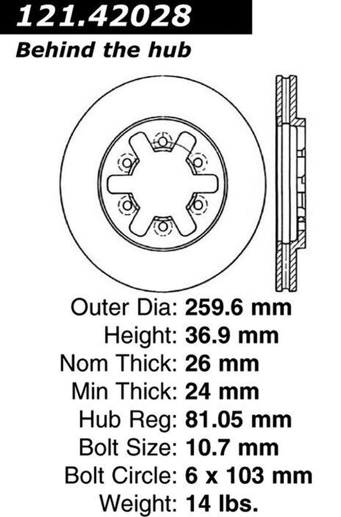 Centric Front Disc Brake Rotor for Nissan (121.42028)
