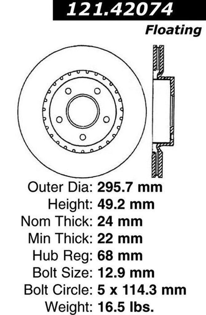 Centric Front Disc Brake Rotor for G35, 350Z (121.42074)