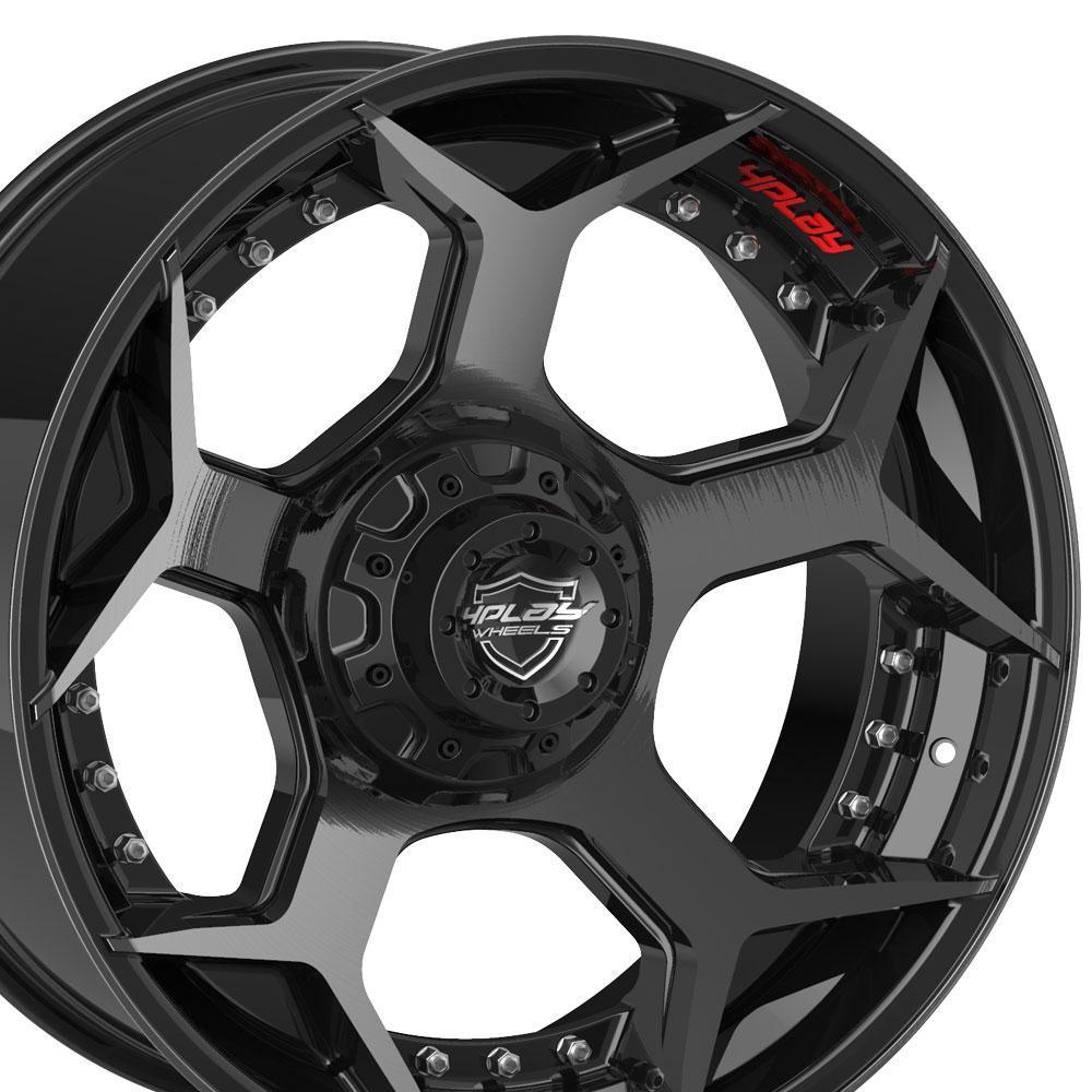 20x10 4PLAY Wheel for Ram-Dodge-Jeep-GM-Ford 4P50 Brushed Black Rim