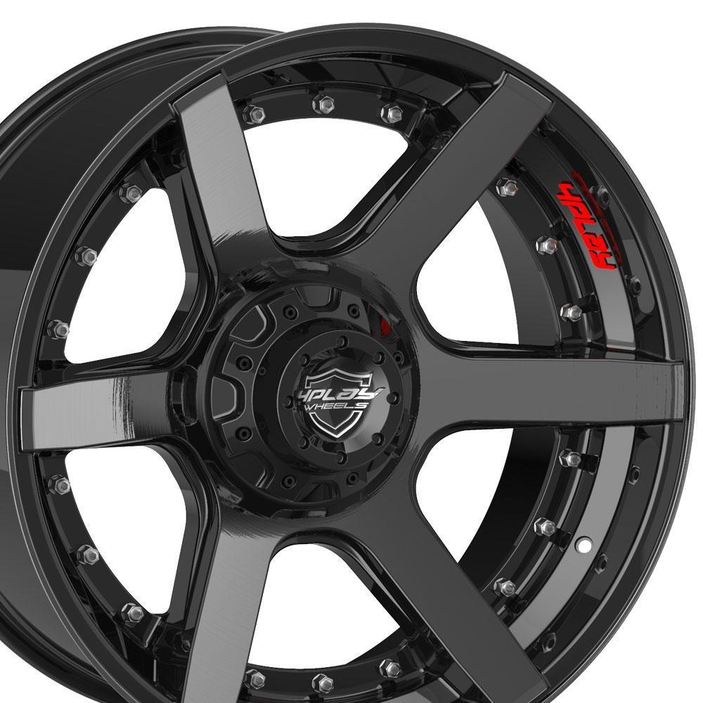 22x10 4PLAY Wheel for GM-Ford-Lincoln-Nissan-Toyota 4P60 Brushed Black
