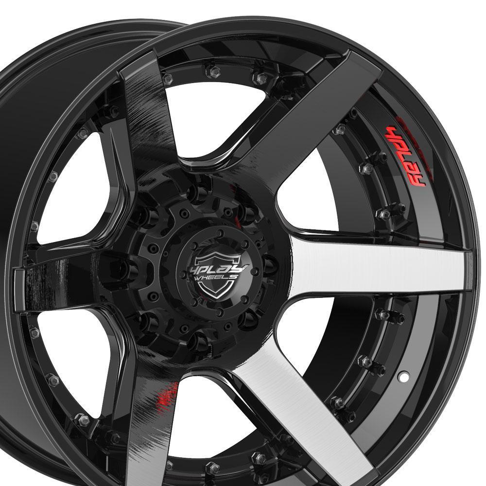22x12 4PLAY Wheel for Ford 4P60 Brushed Black Rim