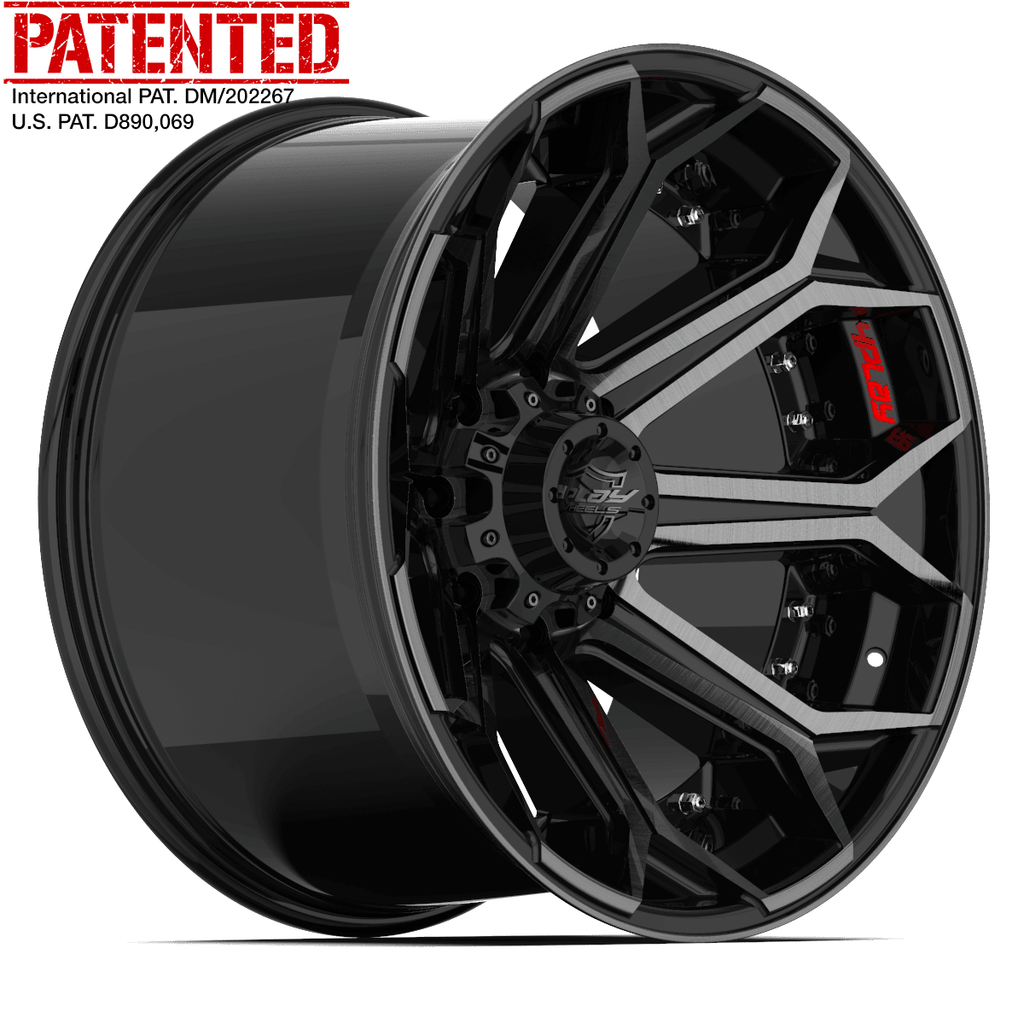22x10 4PLAY Wheel for Ford 4P80R Brushed Black Rim