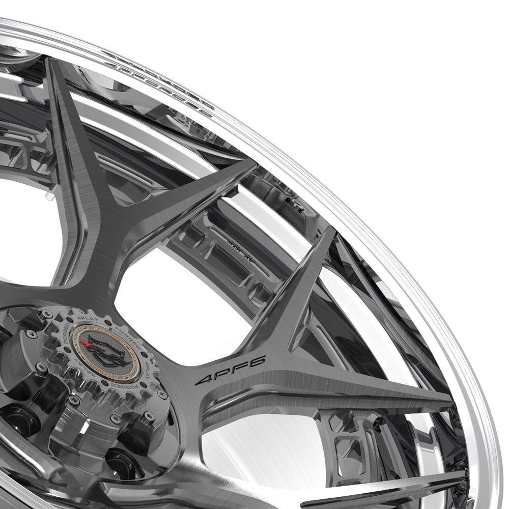 22x10 4PLAY Wheel for Ram-Dodge-Jeep-GM-Ford 4PF6 Polished Barrel w/Tinted Clear