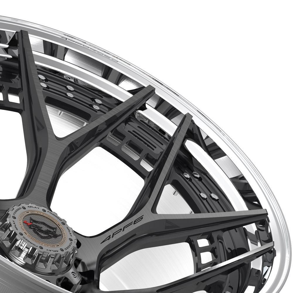 24x14 4PLAY Wheel for GM-Ford-Dodge-Hummer 4PF6 Polished Barrel w/Tinted Clear C