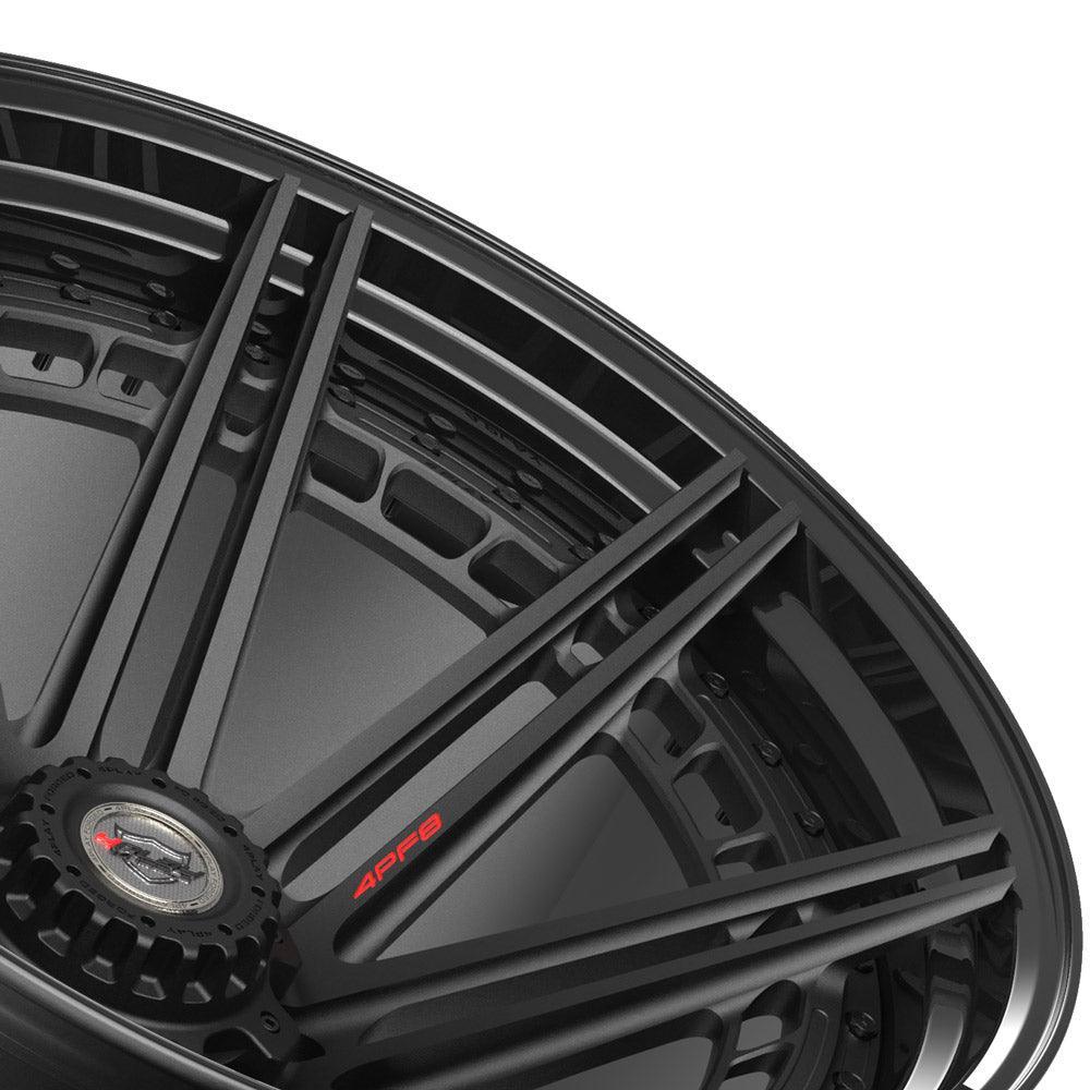 24x14 4PLAY Wheel for Chevy-GMC 4PF8 Gloss Black Barrel w/Matte Center Rim