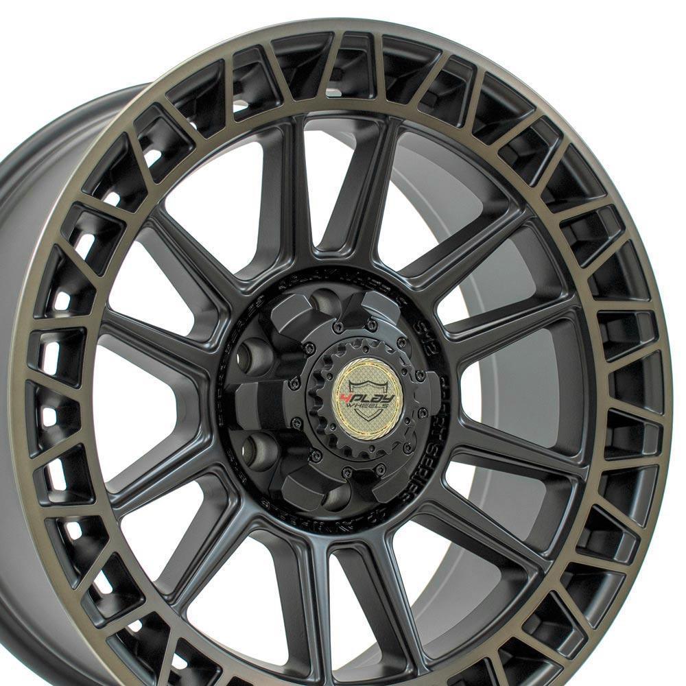 20x9 4PLAY Wheel for GMC-Ford-Chevy 4PS12 Satin Mach'd w/Bronze Rim