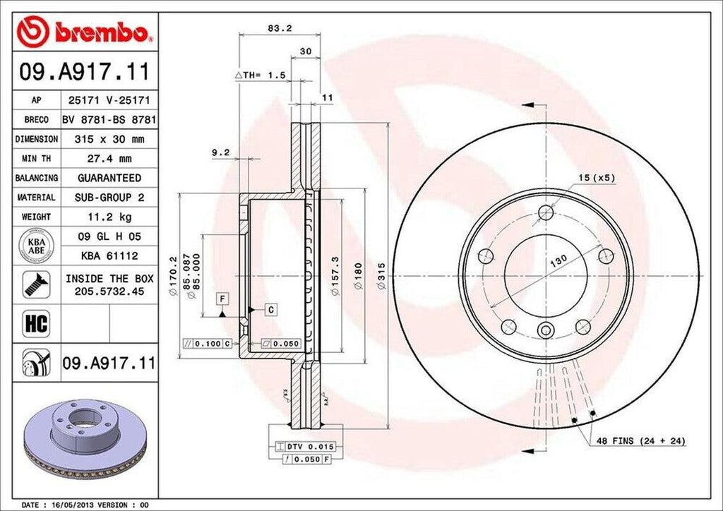 Brembo Front Disc Brake Rotor for G550, G55 AMG, G500 (09.A917.11)