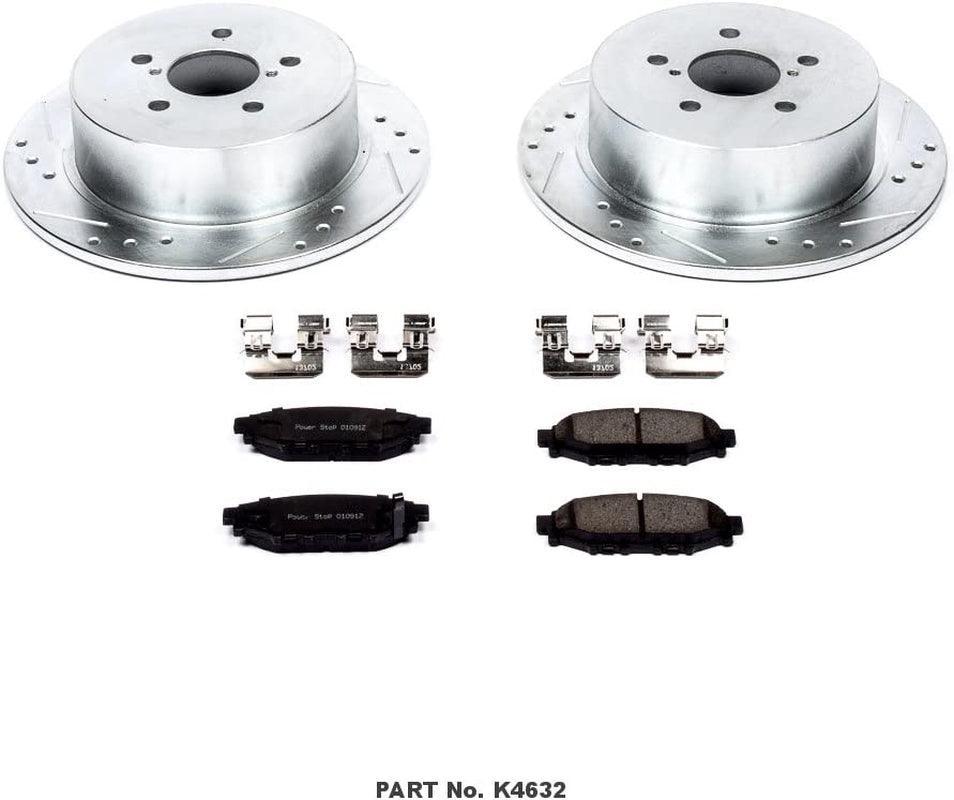 K4632 Rear Z23 Carbon Fiber Brake Pads with Drilled & Slotted Brake Rotors Kit