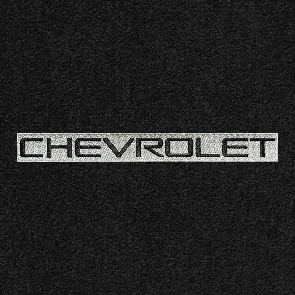 Lloyd Berber Front Carpet Mats for '73-77 Chevy Laguna W/Chevy Black on Silver