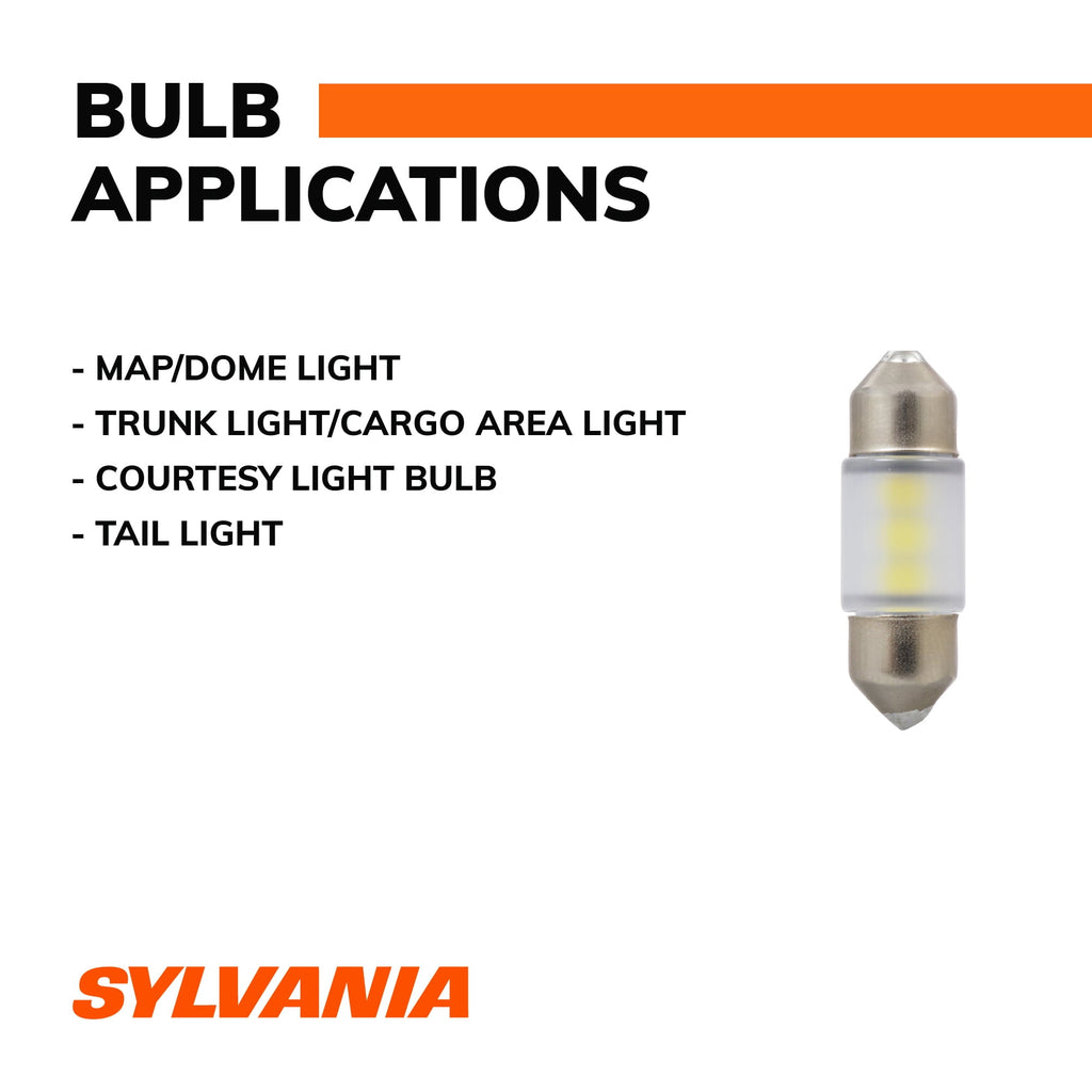 Sylvania DE3175 White LED Mini Bulb Mini Bulb, 1 Pack,  DE3175SLBP Compatible with Multiple Cars