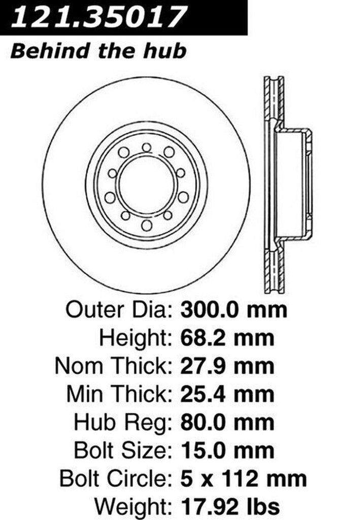 Centric Front Disc Brake Rotor for Mercedes-Benz (121.35017)