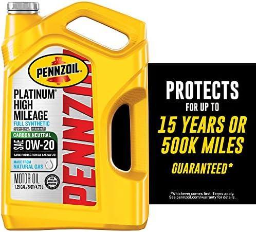 Pennzoil Platinum High Mileage Full Synthetic 5W-30 Motor Oil for Vehicles Over 75K Miles (5-Quart, Single-Pack)