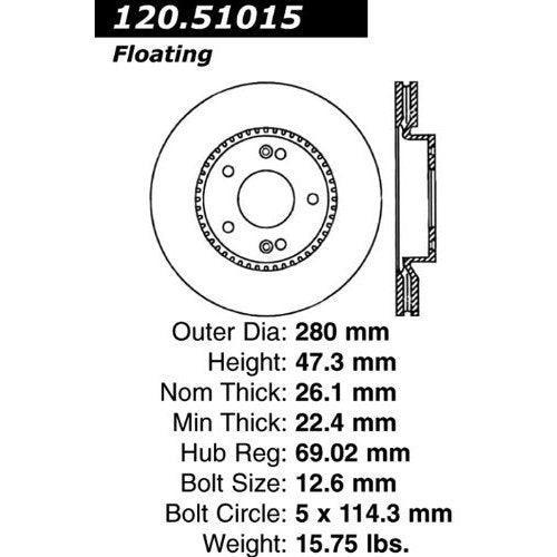 Centric 121.51015 Front Brake Rotor