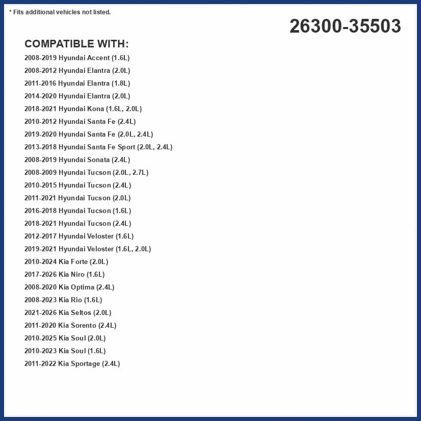 PG Oil Filter 26300-35503| Fits 2007-2020 various models of Genesis, Hyundai, Kia