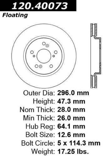 Centric Parts 120.40073 Premium Brake Rotor with E-Coating