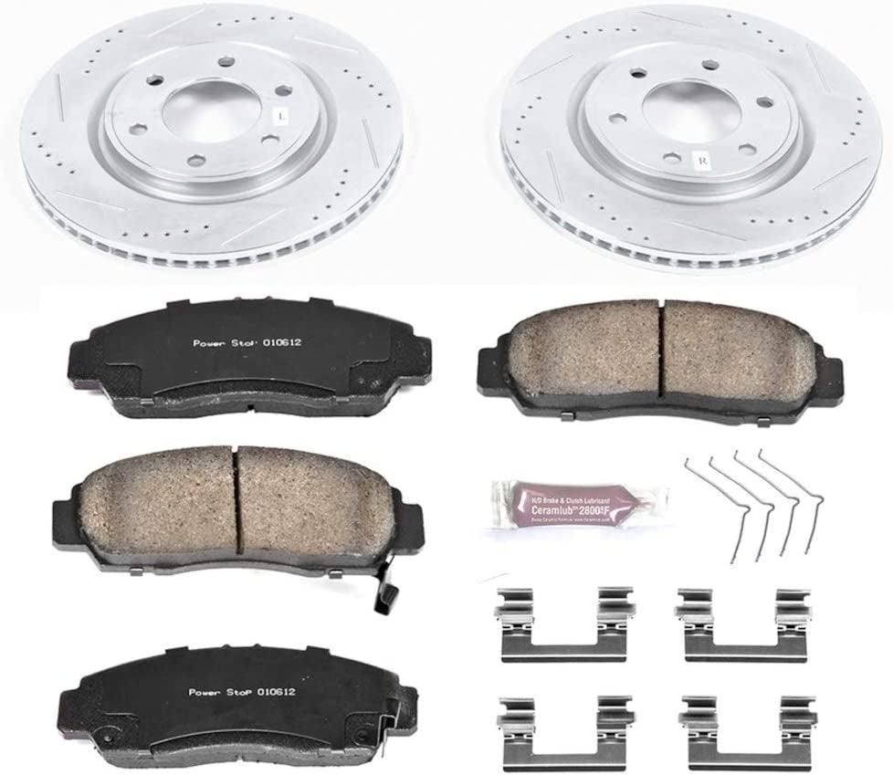 K6321 Front Z23 Carbon Fiber Brake Pads with Drilled & Slotted Brake Rotors Kit