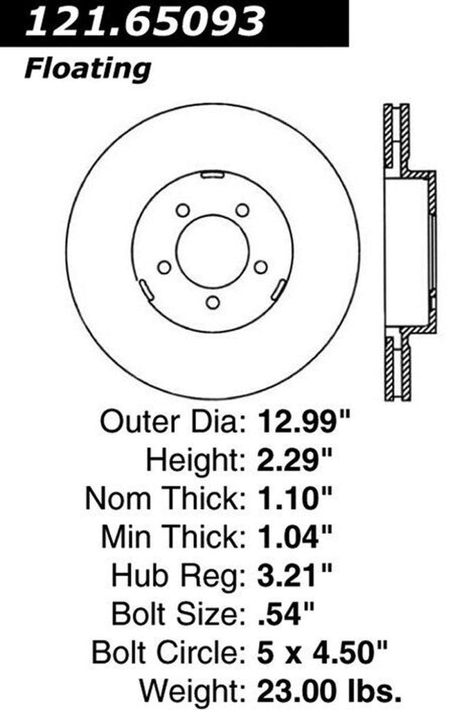 Centric Front Disc Brake Rotor for 03-05 Aviator (121.65093)