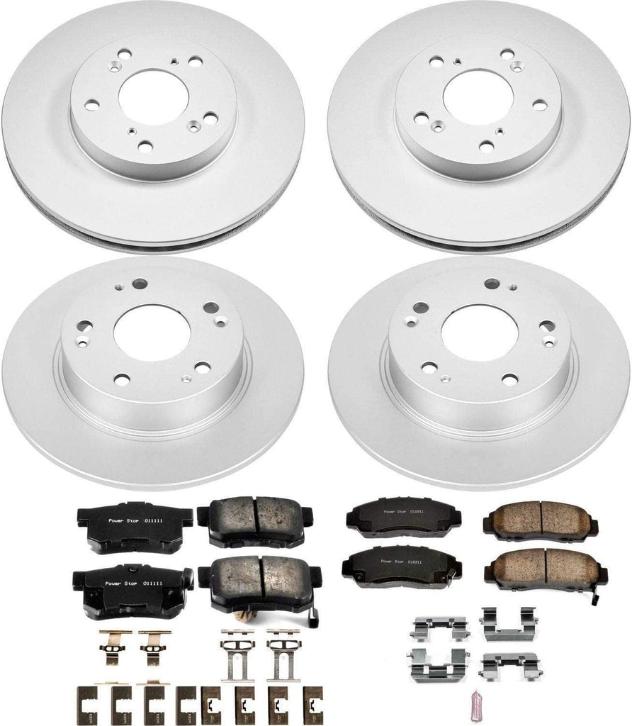 CRK2557 Coated Brake Rotor & Ceramic Brake Pads- Front & Rear