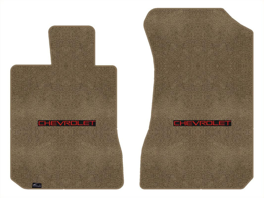 Lloyd Ultimat Front Carpet Mats for '73-77 Chevy Laguna W/Chevy Red on Black