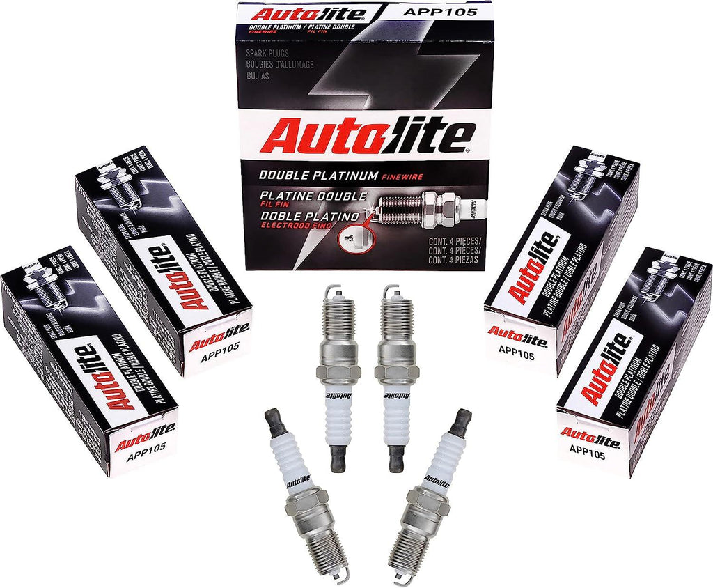 Autolite APP105 Double Platinum Automotive Replacement Spark Plugs (4 Pack)