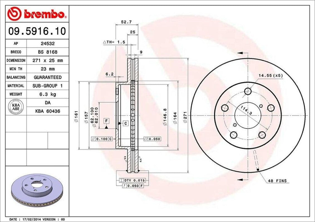 Brembo Front Disc Brake Rotor for 1991-1996 Previa (09.5916.10)