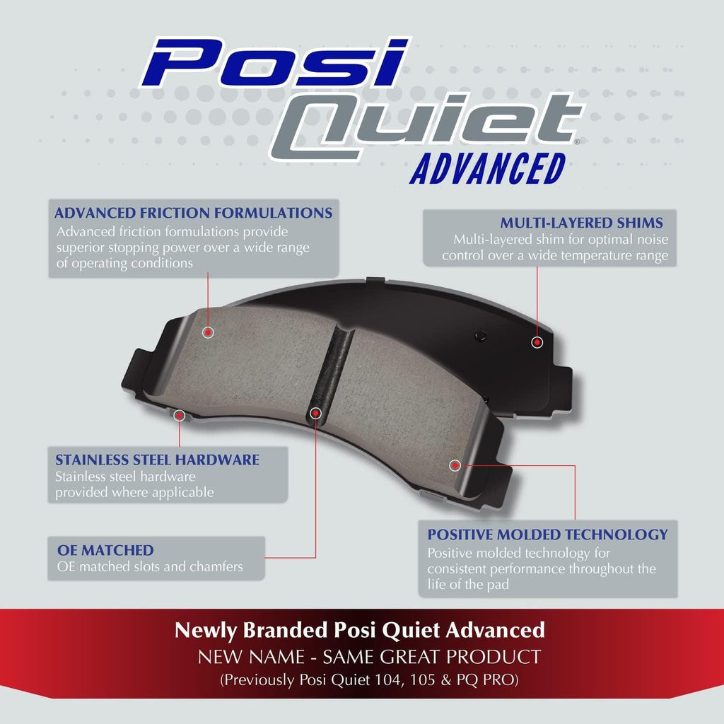 Centric Posi-Quiet Ceramic Replacement Front Disc Brake Pad Set with Shims for Select Jeep Model Years (105.04770)