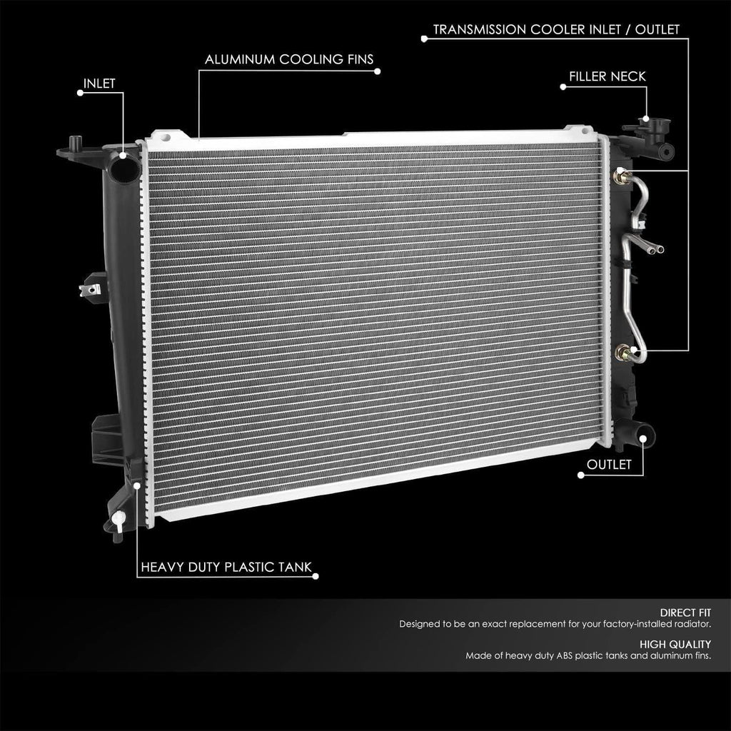OEM-RA-13388 OE Style 1-Row Aluminum Cooling Radiator Compatible with 2011-2014 Genesis / 2010-2013 Genesis Coupe 3.8L AT