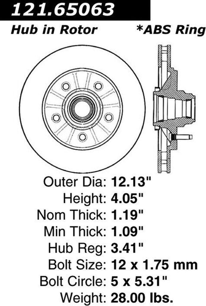Centric Front Disc Brake Rotor for Expedition, Navigator, F-150 (121.65063)